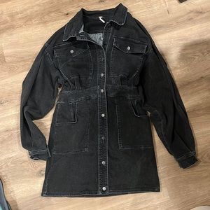 Free people black soft denim dress new